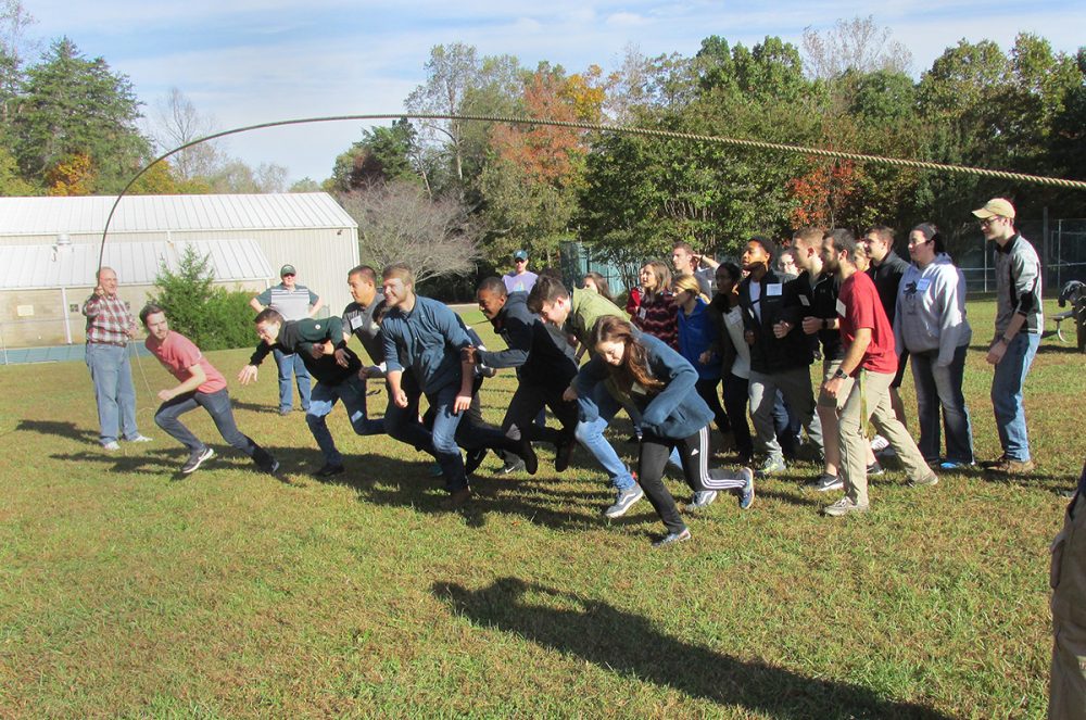 Leadership Academy students running during outdoor activity