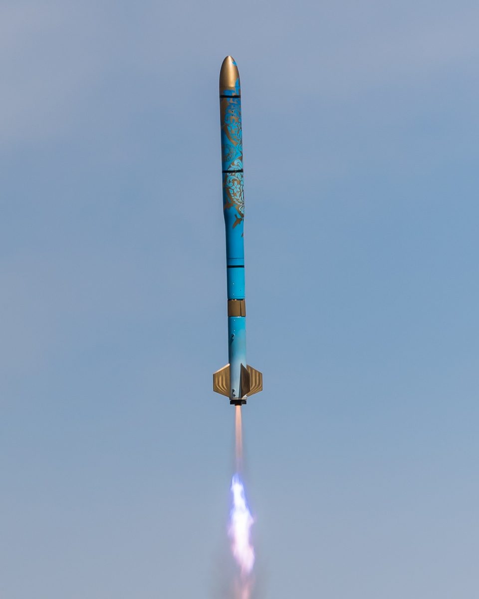 Rocket blasting into the sky