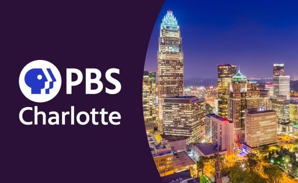 PBS Charlotte logo with Charlotte skyline