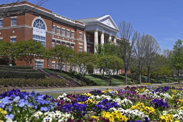 Duke Centennial Hall in spring