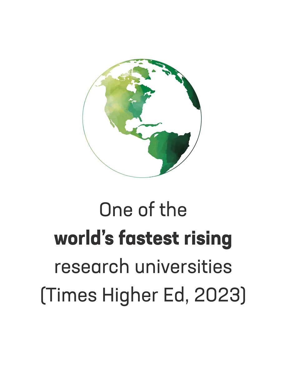 One of the world's fastest rising research universities accolade
