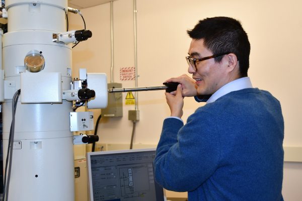 Youxing Chen in the lab where he studies metallic nanostructure
