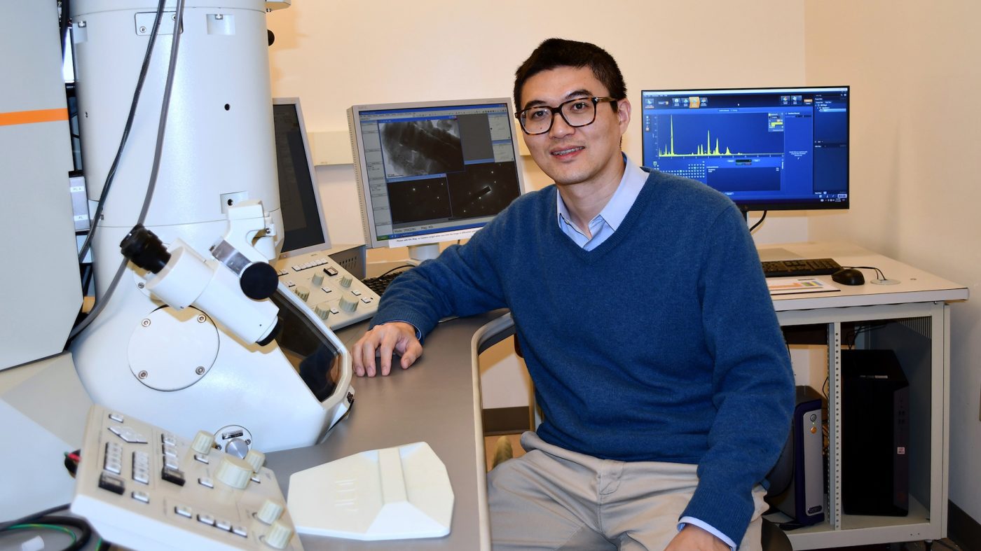 Youxing Chen in the lab where he studies metallic nanostructure
