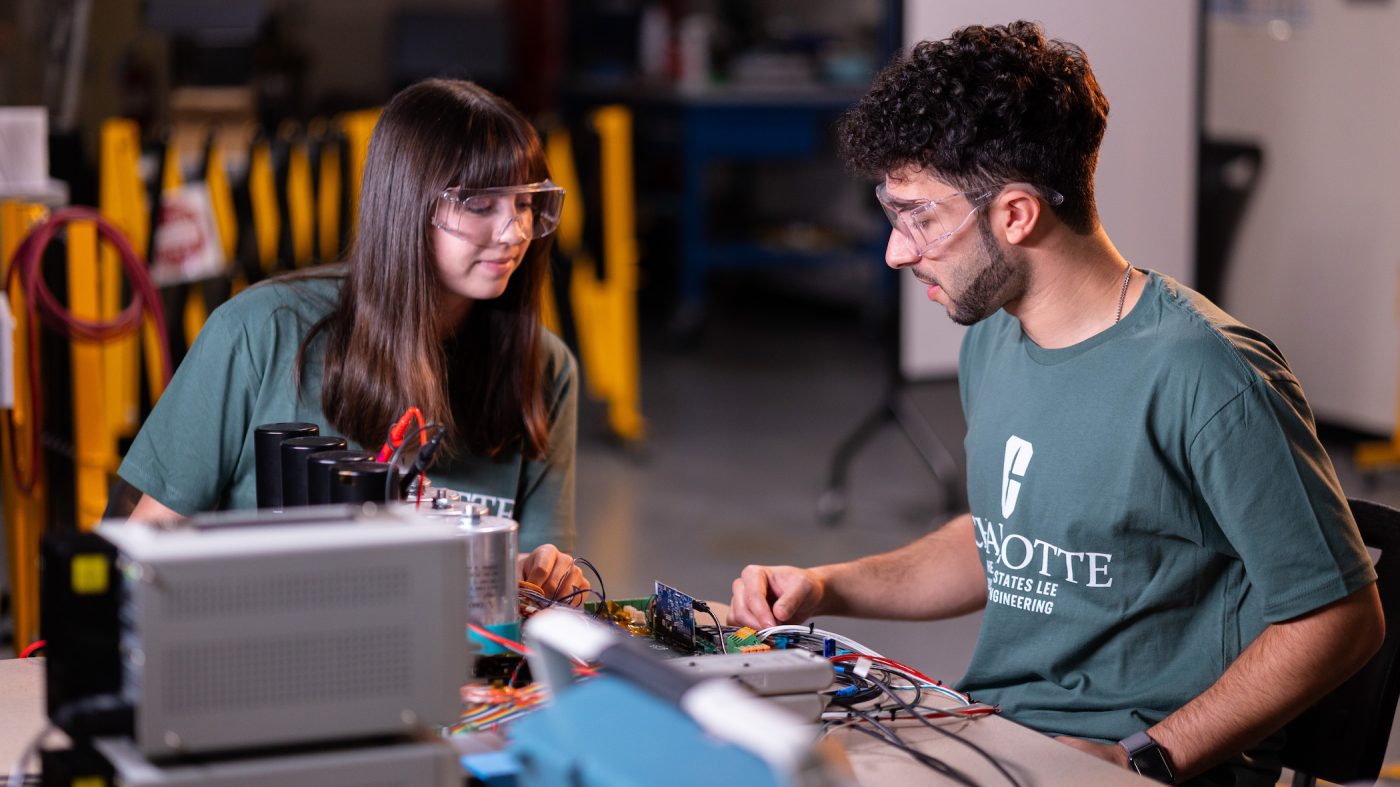 Two students working on a project
