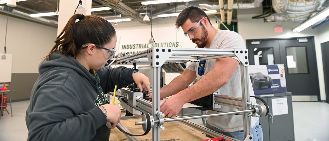 Students working on a project in the Industrial Solutions Laboratory