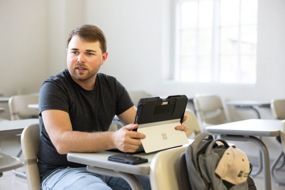 Layne Riggs in the classroom