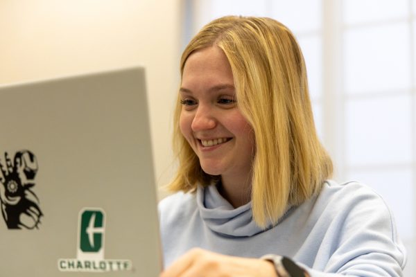 Student studying on laptop