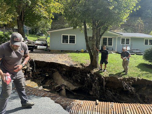 scene of demolished access points in Ashe County, NC
