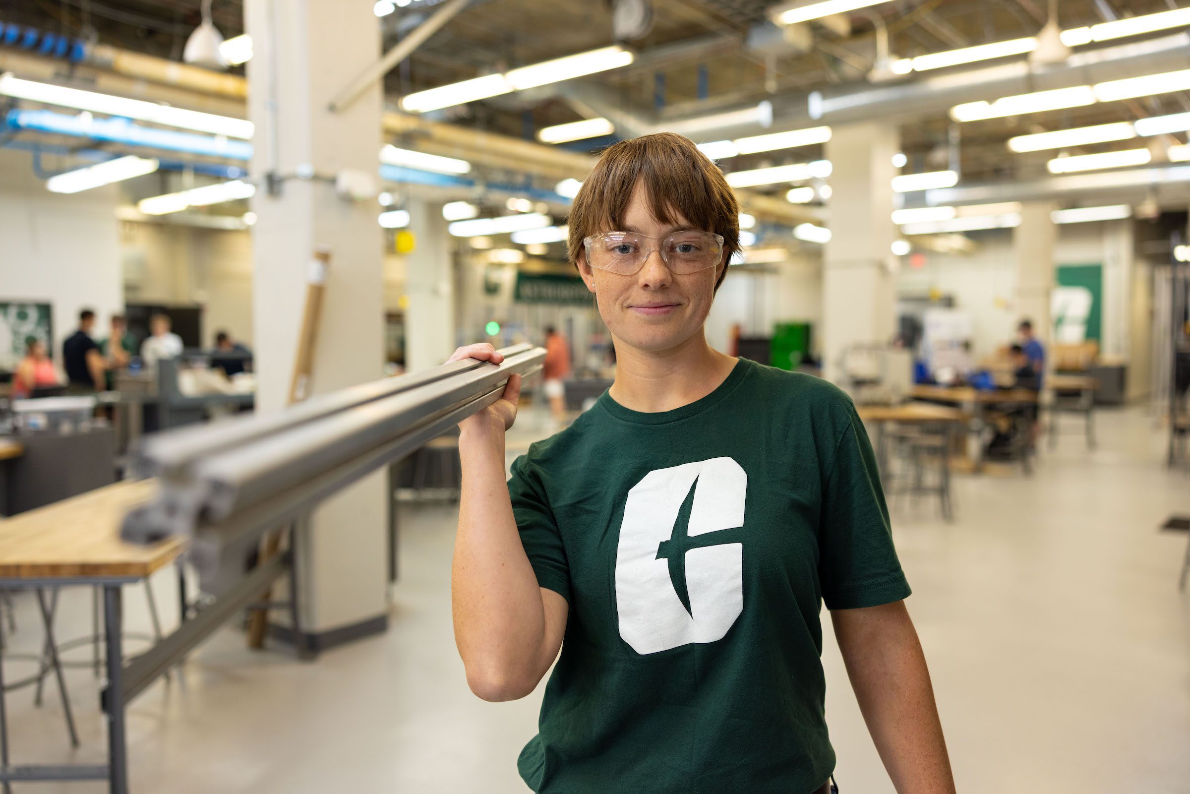 Photo of student in the Industrial Solutions Lab, powered by Lilly