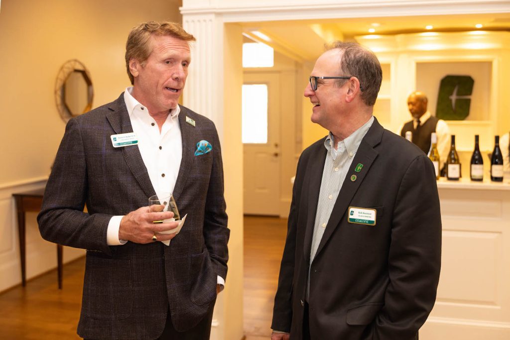 Dean Rob Keynton speaks with UNC Charlotte Board Chair Dennis Bunker III
