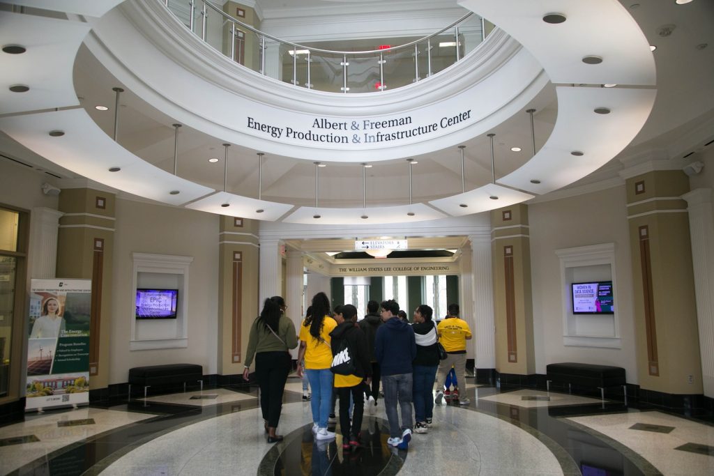 Middle-school students from across Charlotte arrive at UNC Charlotte
