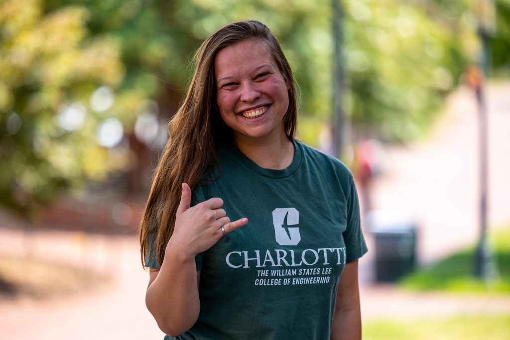 Portrait of student standing outside