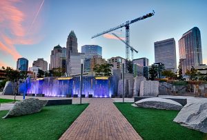First Ward Park with crane