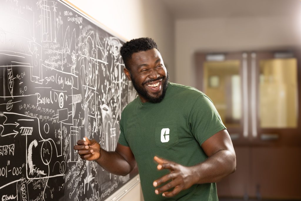 Student at blackboard