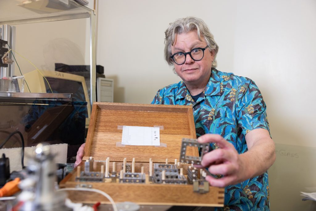 Stuart Smith holds MeckBlock Kit innovation