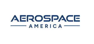Letters in blue spelling "Aerospace America"