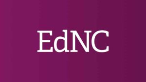 "EdNC" in white letters against a maroon background