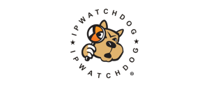 Image of a tan dog holding a magnifying glass to its eye with "IP Watchdog" in text circling the image
