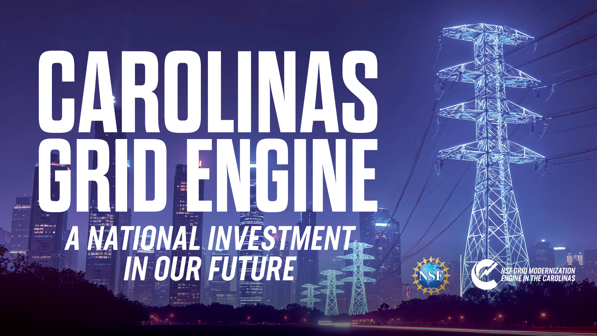 Energy transmission lines with "Carolinas Grid Engine" text