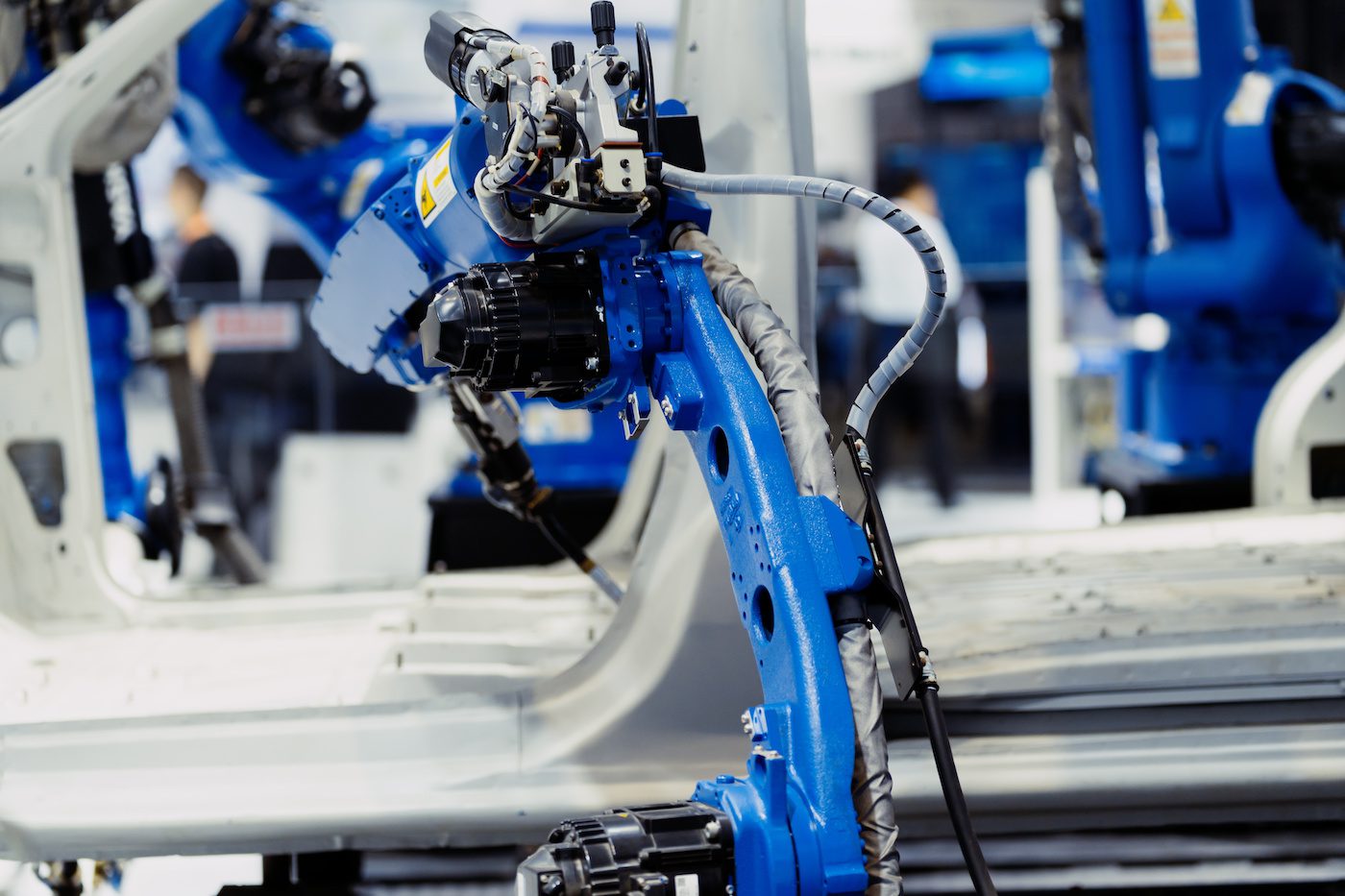 Robot arm working in car factory